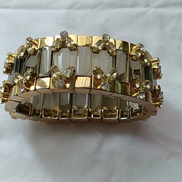 Stretch bracelet gold and smoke glass - Picture 4 of 5